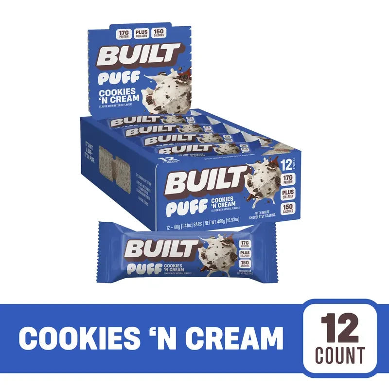Built Bar Cookies and Cream Protein Puff
